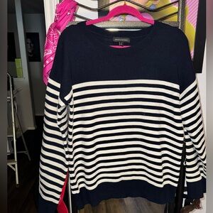 Banana Republic Blue and White Crew Neck Sweater size M NWOT oversized!